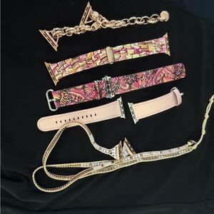 Stylish Watch Bands Set with Gold Chain